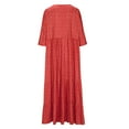 thumbnail image 6 of Sakmal Dresses for Women Pleated Floral Asymmetrical Red Short Sleeve Oversized Maxi Shift Dress, 6 of 6