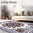 thumbnail image 2 of ODIKA 2'x3' Machine Washable Non-Slip Area Rug, Elephant with Lotus Motifs Boho Fringe Design High Traffic Rug with Pad, Yellow, 714746, 2 of 8