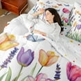 thumbnail image 4 of Castle Fairy Children Teens Adults Tulip Flowers Butterfly Bedding Comforter Set 7pcs,Chic Floral Blossoms Queen Bedding Sets Super Cozy,Spring Garden Queen Sheet Sets,Super Cozy Room Decor, 4 of 8