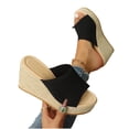 thumbnail image 5 of Samdudou Women Open Toe Espadrilles Sandals Bohemia Summer Wedges Casual Thick Sole Add Height Shoes Fashion Summer Outdoor Beach Slides for Beach, Wedding, 5 of 6