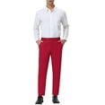 thumbnail image 2 of INSPIRE CHIC Men's Dress Solid Color Pants Straight Front Chino Slacks, 2 of 7