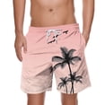 thumbnail image 2 of VBTAPA Mens Drawstring Swim Trunks Hawaiian Bathing Suit Palm Tree Print Beach Board Shorts with Pockets Today's Sales Pink XL, 2 of 5