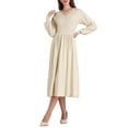 thumbnail image 2 of INSPIRE CHIC Women's A-Line Sweater Dress 2025 V Neck Long Sleeve Ribbed Knit Dresses XL Beige, 2 of 5