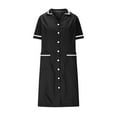 thumbnail image 4 of Abomasnow Scrubs Dress for Women Short Sleeve Lapel Neck Work Uniform Button Down Open Front Nursing Workwear with Pockets, 4 of 6