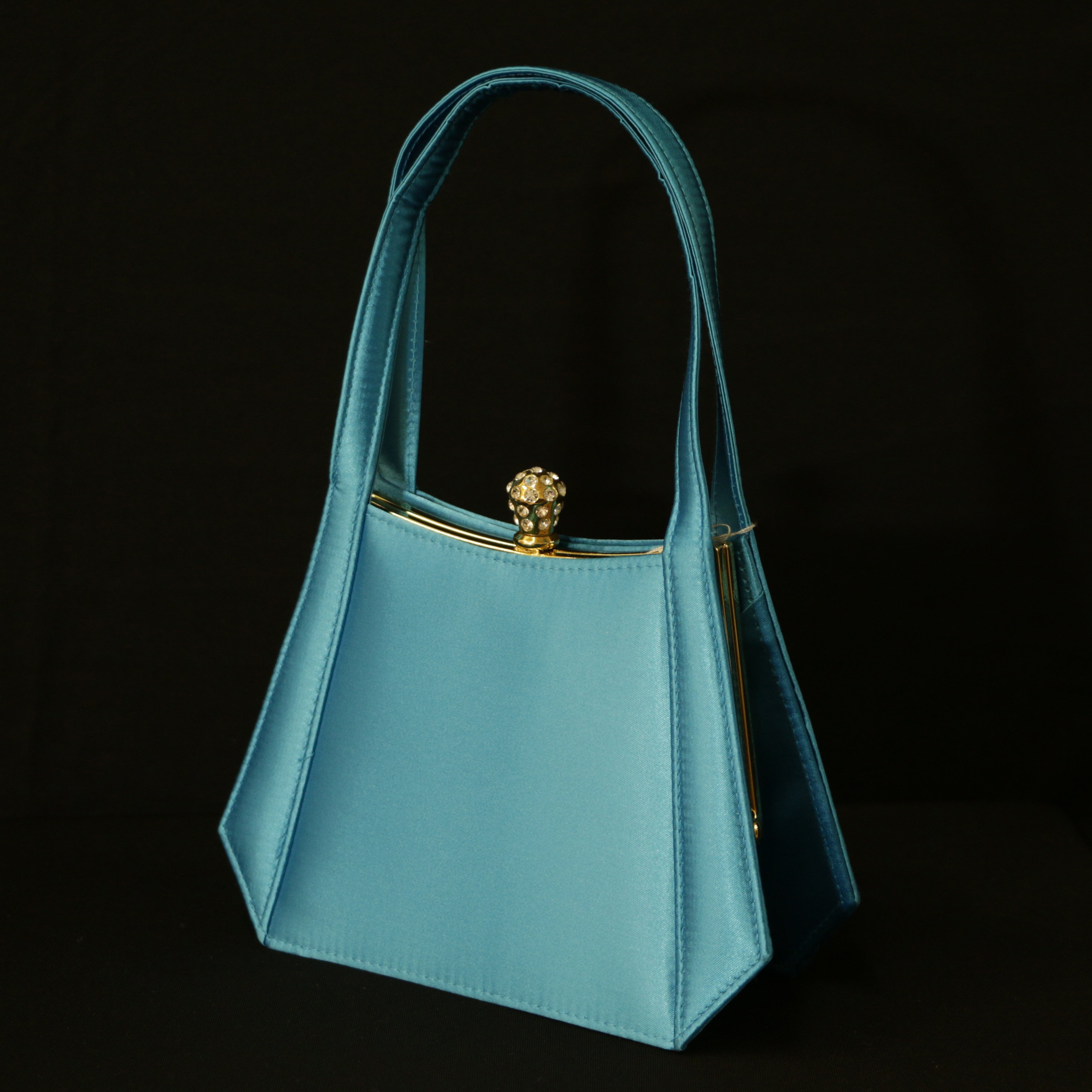 blue satin bag