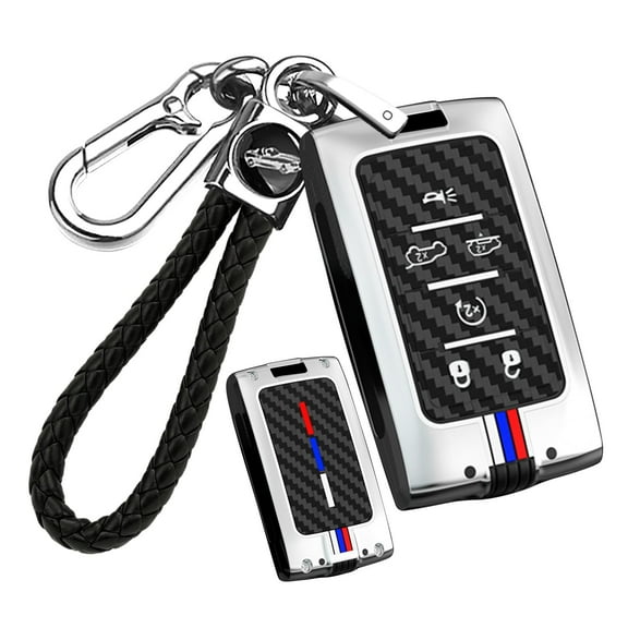 6-Button Key Cover Fit for Jeep Grand Cherokee L 2021-up Key Fob,Carbon Texture Key Protector Antiscratched Key Housing for Grand Cherokee Grand Wagoneer 2022-up