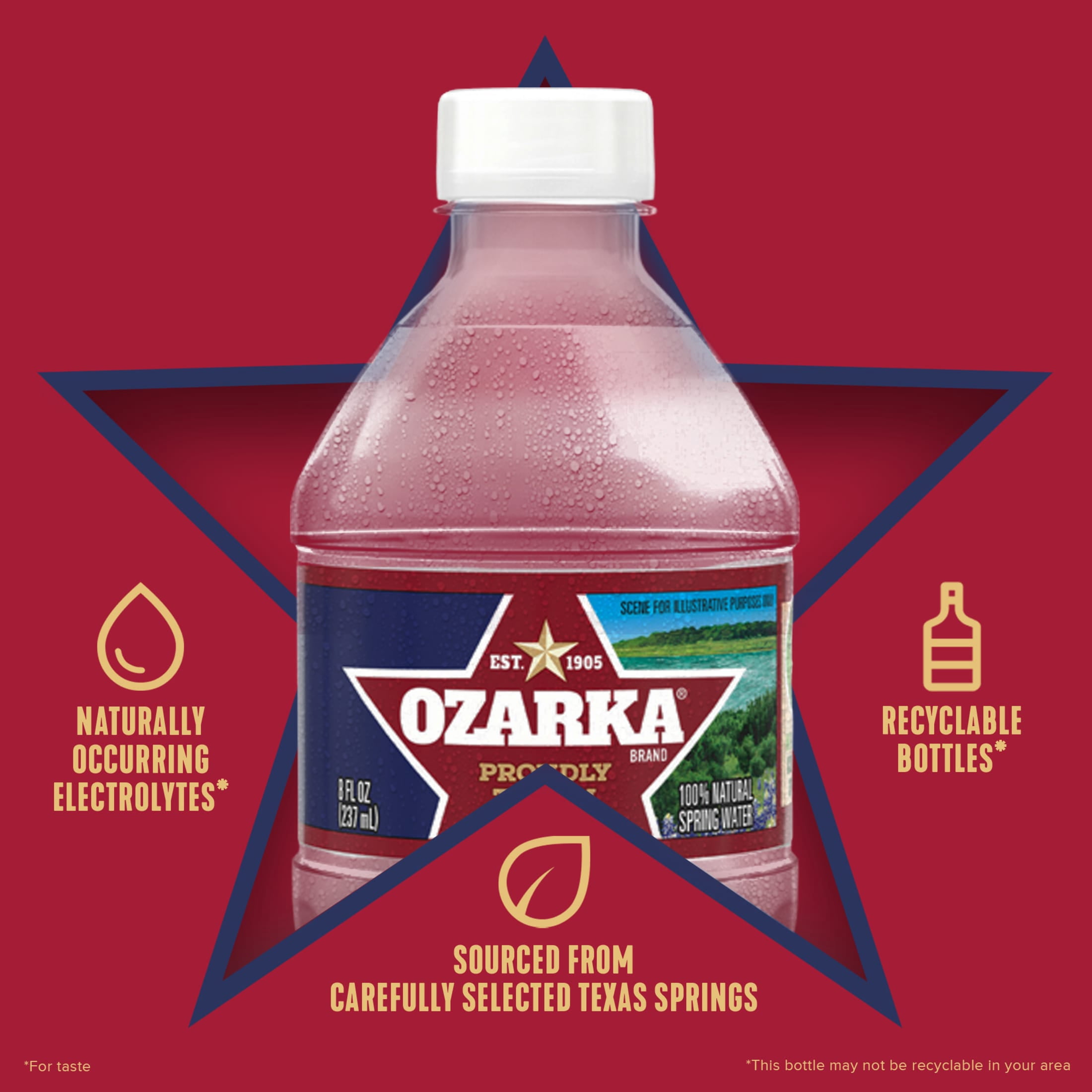 (8 pack) Ozarka Texas Spring Water, 8 fl oz, 12-pack Plastic Bottles