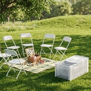 JOYMOR 10 Pack White Plastic Folding Chair, Indoor Outdoor Stackable Seat