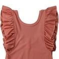 thumbnail image 2 of Styles I Love Toddler Kid Girl Ruffles Solid Color Scoop Back One-Piece Swimsuit Beach Bathing Pool Party Swimwear, 2 Colors (Presimmon, 100/2-3 Years), 2 of 6
