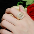 thumbnail image 5 of Luxury Square CZ Green Big Ring for Female Wedding Band Yellow Gold Plated Gift, 5 of 9