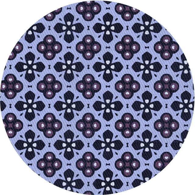 Ahgly Company Tapis d'Intérieur Lavables en Machine, Ronds, Bleu Nuit Transitionnel, Ronds de 5 Pi
