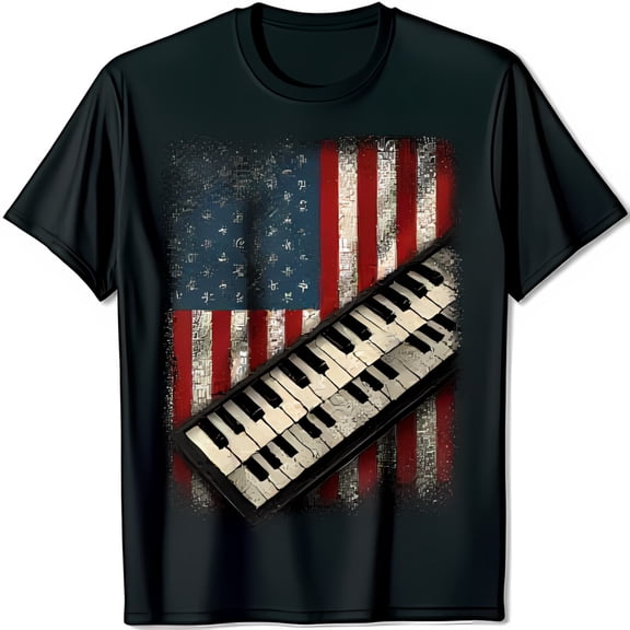 Graphic Black T-Shirt with Keyboard Design Unique Style