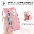 thumbnail image 2 of Phone Case for Samsung Galaxy A16 5G, Shockproof PU Leather Wallet Case with Card Slots Anti-Scratch Stand Magnetic Flip Zipper Pocket Cover for Samsung Galaxy A16 5G, Pink, 2 of 5