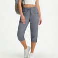 thumbnail image 4 of LIBRCLO Womens Capri Pants Drawstring Elastic Waist Cargo Pants with Pockets Summer Jogger Outdoor Sports Comfortable Trousers, 4 of 8
