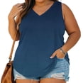 thumbnail image 2 of StSilkitty Plus Size Tank Tops for Womens Gradient Color Loose V Neck Blouses Summer Beach Lightweight Soft Shirts, 2 of 7