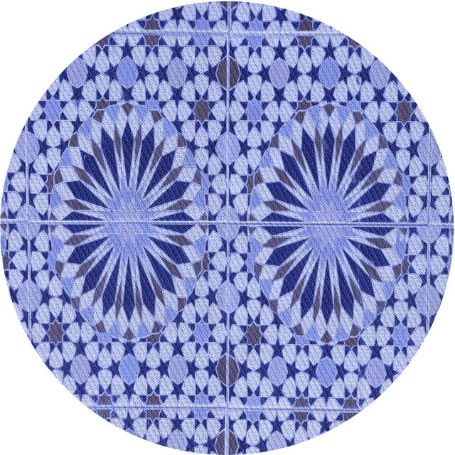 Ahgly Company Tapis Rond Lavable en Machine Intérieur Jeans Transitionnels Bleu, 3 Pieds Rond