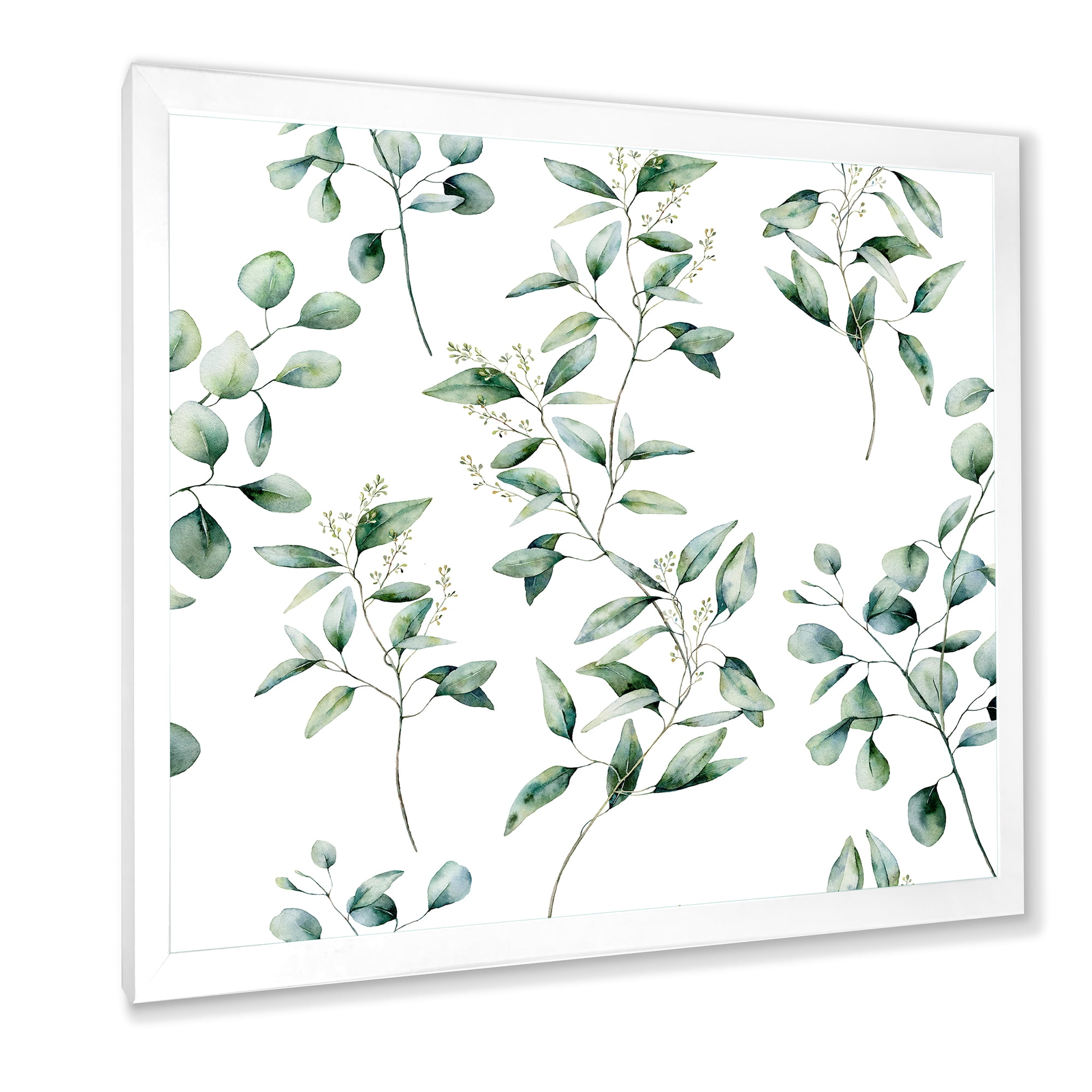 Designart 'Green Eucalyptus Plant Branches IV' Traditional Framed Art Print