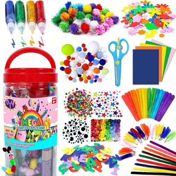 Arts And Crafts Supplies Set Kids Diy Supplies Pom Poms Craft Sticks Buttons Sequins For Craft Diy Art Supplies Great Gift For Christmas Halloween Easter Children S Day Birthday Gift Walmart Com