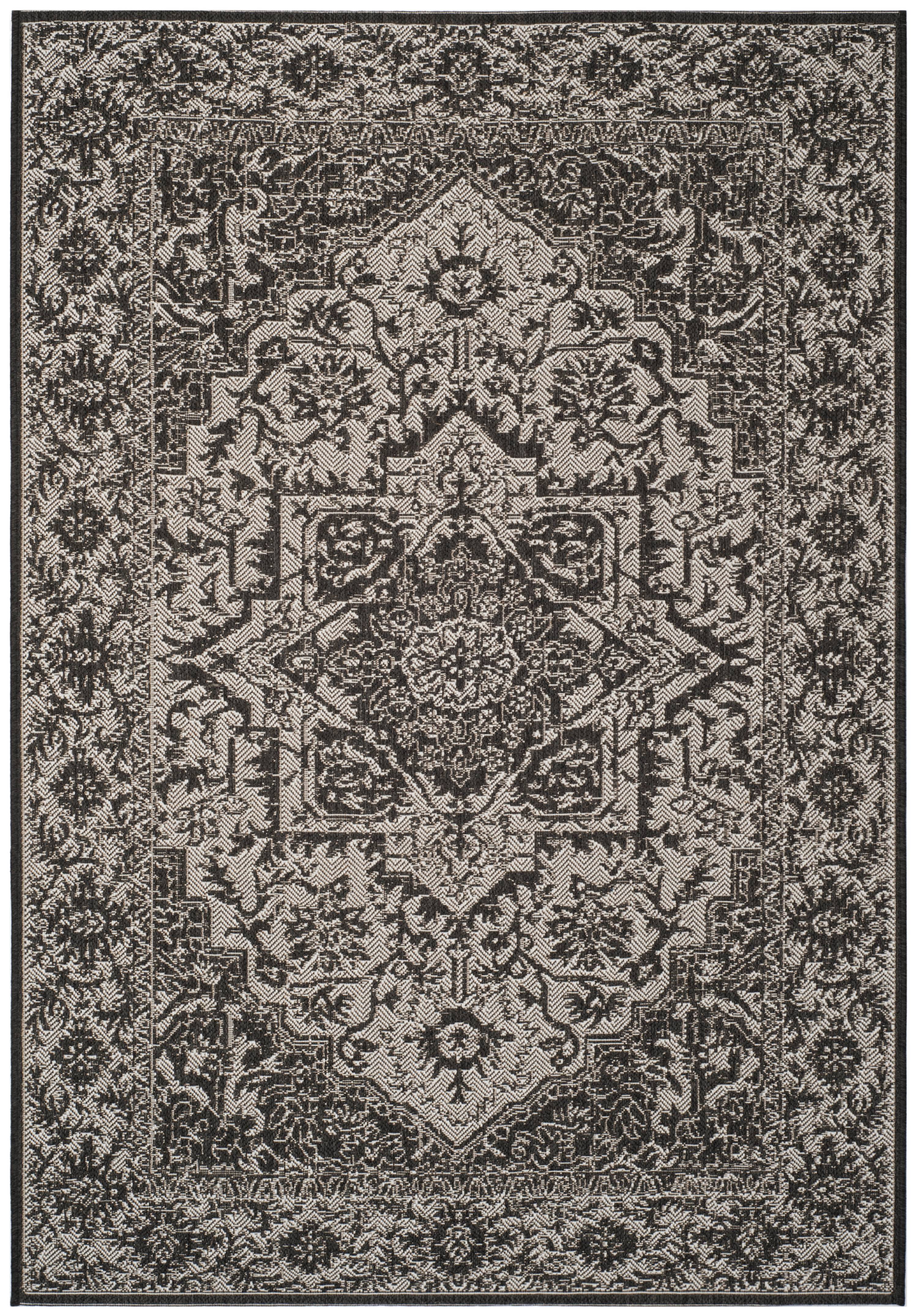 SAFAVIEH Linden Dania Traditional Area Rug, Light Grey/Charcoal, 5'1" x 7'6"