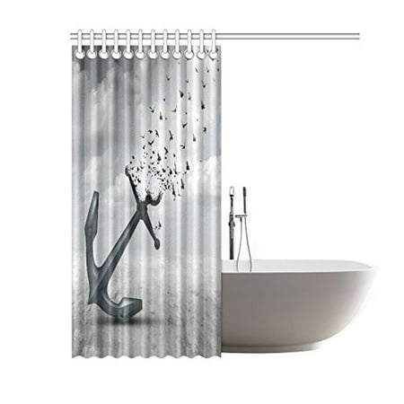 Gckg Vintage Anchor Bird Shower Curtain Hooks 60x72 Inches Grey