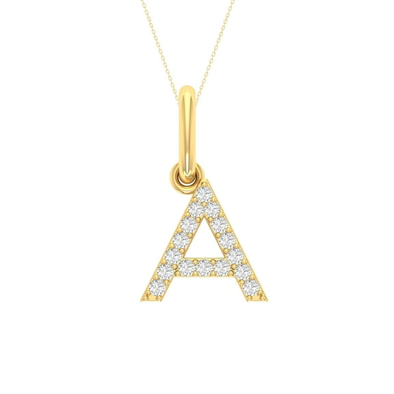 Bling Craft Initial Necklace for Women 0.24 ct Round Moissanite A Letter Pendant 14k Yellow Gold Plated 925 Sterling Silver (Color D, VVS1)