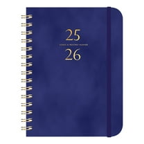 Nkmbld College Ruled Notebook Schedule Book A5 Coil Notebook Leather Strap Notebook Self-Discipline Card Printing Book for Work, Travel and Notes, Blue