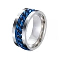 thumbnail image 3 of GKNET Mens Blue Miami Cuban Link Band Ring Stainless Steel Punk Rock Biker Delicate Jewelry 8MM-9, 3 of 6