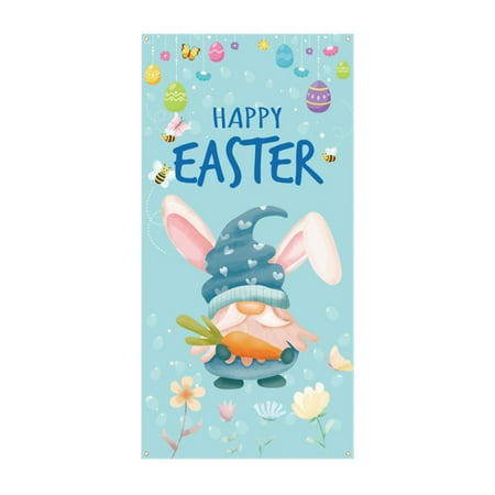

Easter Door Banner Hanging Flag Spring Home Door Cover Bunny Egg Pattern Festival Decoration Supplies Banners And Signs Customize Birthday Happy Easter Banner for Mantle Table Runners 108 Inches Long