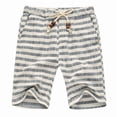 thumbnail image 2 of Gamivast Linen Shorts for Men Striped High Waisted Lightweight Elastic Waist Shorts with Pockets Relaxed Fit Drawstring Lounge Bermuda Beach Shorts Vacation Casual Summer Bottoms Gray L, 2 of 5