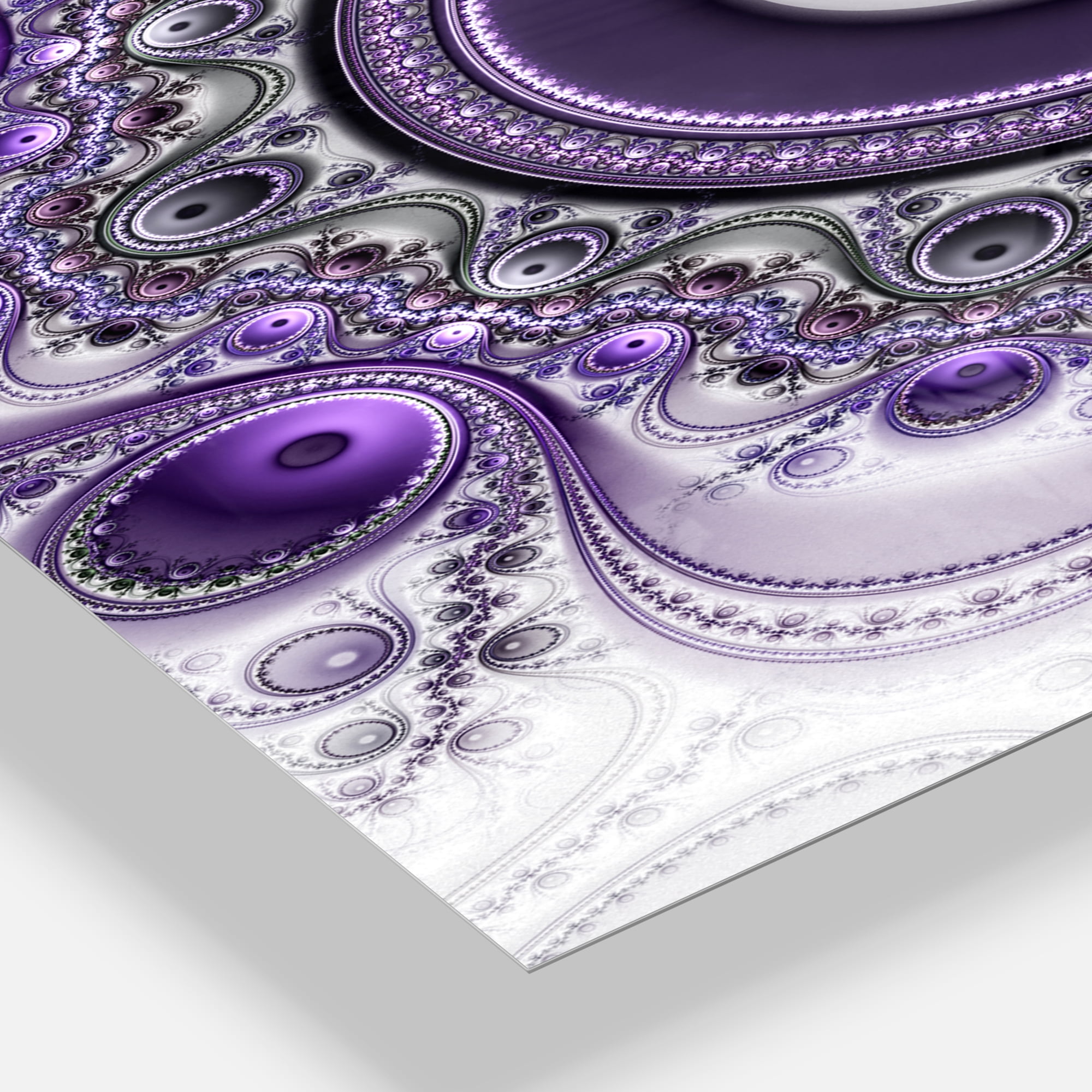 Designart 'Purple Fractal Pattern with Circles' Modern wall clock