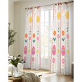 thumbnail image 5 of Spring Easter Sheer Curtains 63 Inch Length 2 Panels Set for Living Room/Bedroom, Pink Yellow Vintage Eggs Floral Botanical Kitchen Curtains Grommet Semi-Sheer Curtains Window Treatments 42"x63"x2, 5 of 7