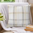 thumbnail image 3 of Pillow Covers 20x20 Set of 2, Yellow Brown Check Throw Pillow Covers Decorative Couch Cushion Cover, Farmhouse Line Buffalo Plaid Microfiber Soft Square Pillowcases for Bedroom Living Room Sofa, 3 of 9