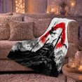 thumbnail image 6 of Japanese Samurai Ink Wash Silhouette, Peaceful Mountain Lake Scene, Warm Flannel Blanket for Cabin and Lodge, Outdoor Lovers Friendship Gift, Artistic Home Decor, 6 of 9