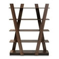 thumbnail image 2 of Bowery Hill Modern Walnut Brown Finished 5-Tier Wood Geometric Display Shelf, 2 of 8