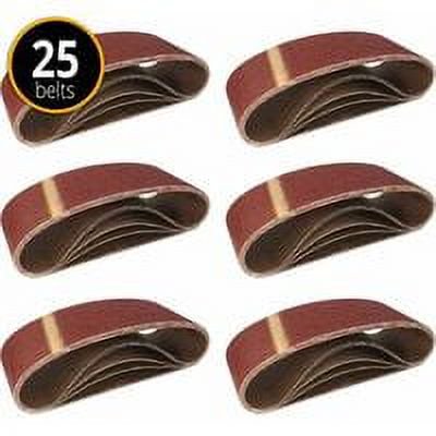 Lojalitet Bandas de lija de tela │ 25 piezas │ 75 x 533 mm │ Mixpack (5 de cada grano 40/60/80/120/180) │ para lijadoras de banda │ Papel de lija │ Este juego de bandas de lija