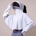 thumbnail image 2 of MOJOGO Women's Hooded Rush Guard Jackets Cooling Fabric Tops with Face Shield Loose Batwing Sleeve Sun Protection Jackets for Outdoor Driving Cycling White Free Size, 2 of 8