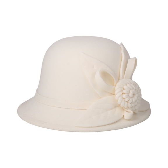 Avaner Women Vintage Cloche Fedora Winter Church Bowler Hat with Flower Decor for Parties & Business Casual Wear