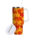 thumbnail image 2 of Autumn Maple Leaves 40oz Stainless Steel Vacuum Insulated Tumbler With Lid And Straw Vintage Fall Tumbler With Handle Double Wall Vacuum Travel Coffee Mug Water Bottle For Women Men Kids Gif, 2 of 5