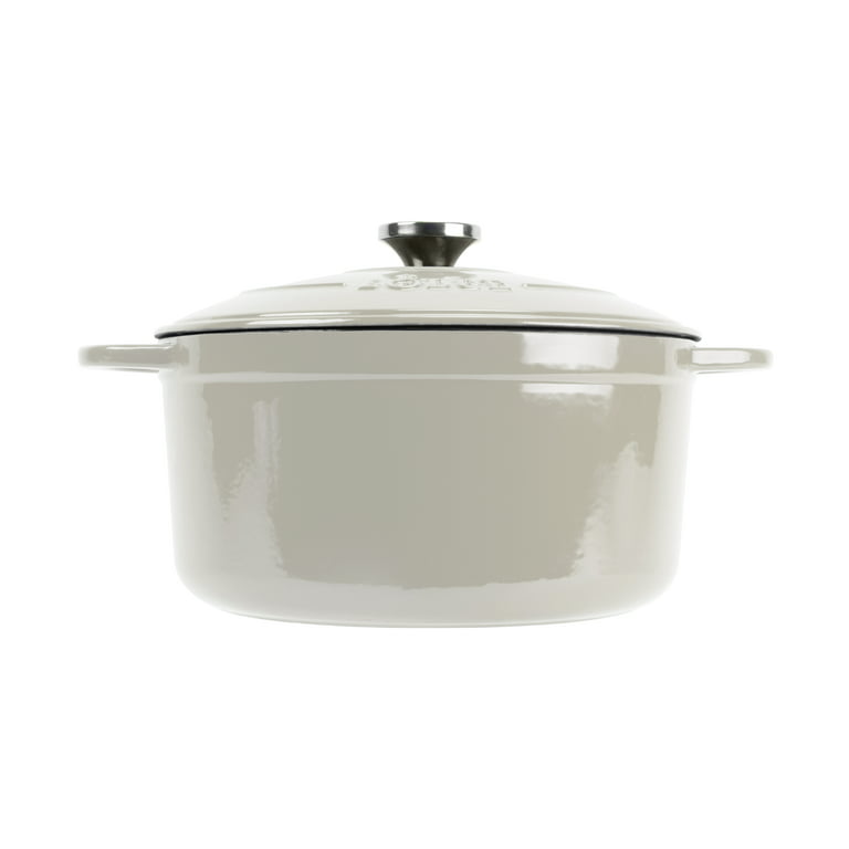 Lodge Enamelware 6 qt. Round Cast Iron Dutch Oven in Oyster White with Lid  EC6D13 - The Home Depot