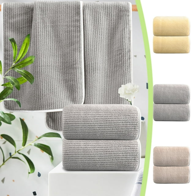 Set de toallas de baño de microfibra, sin pelusa, terciopelo coral de doble cara, paños de secado rápido y súper absorbentes | 34x76cm | Poliéster | Gris, amarillo, marrón | Suave, duradero, sin