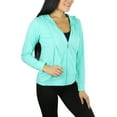 thumbnail image 4 of ToBeInStyle Women's Thin Fabric Long Sleeve Kangaroo Pocket Zip Up Hoodie - Mint - Small, 4 of 4