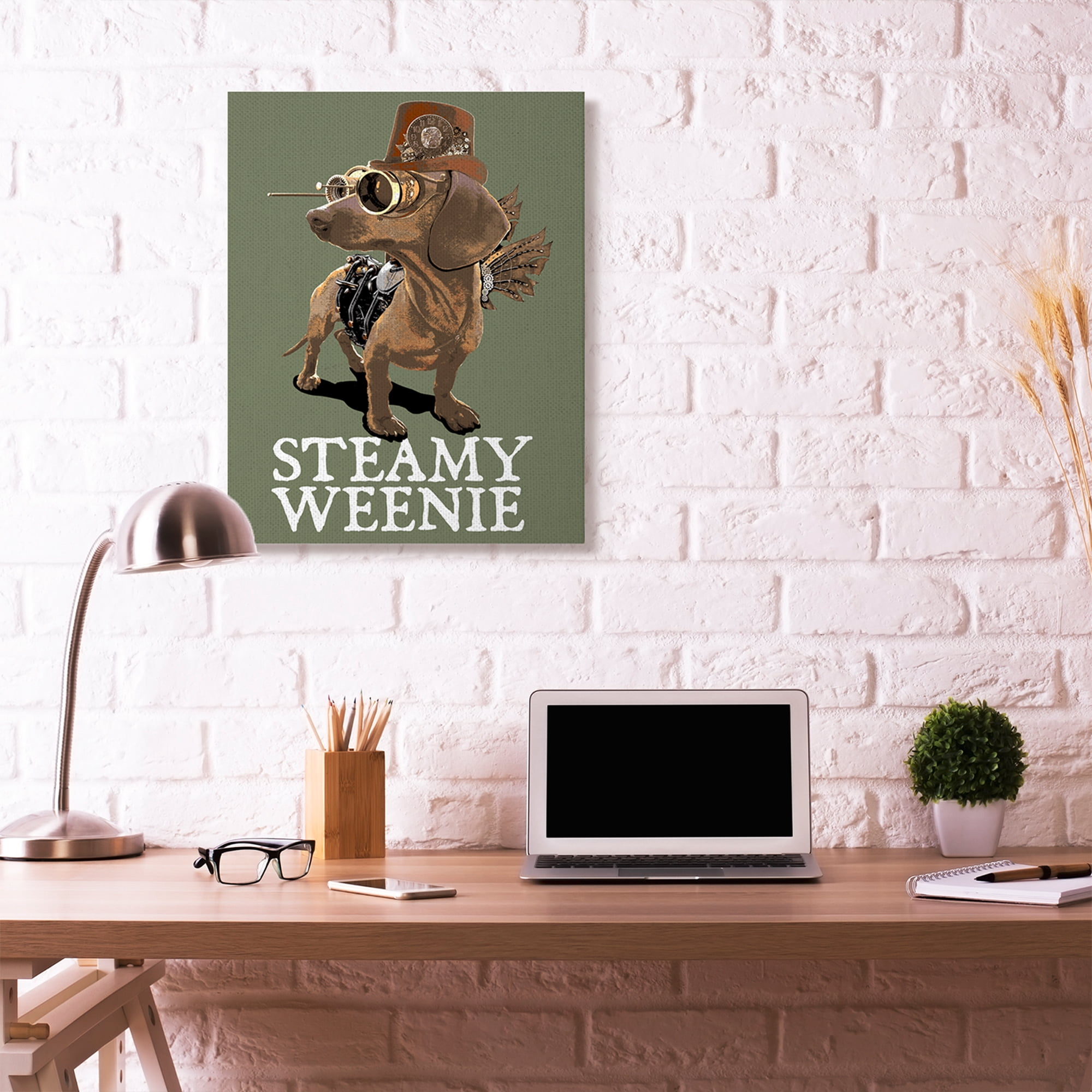 Stupell Home Décor Steamy Weenie Funny Steam Punk Dog Pet Design Canvas Wall Art by Jim Baldwin