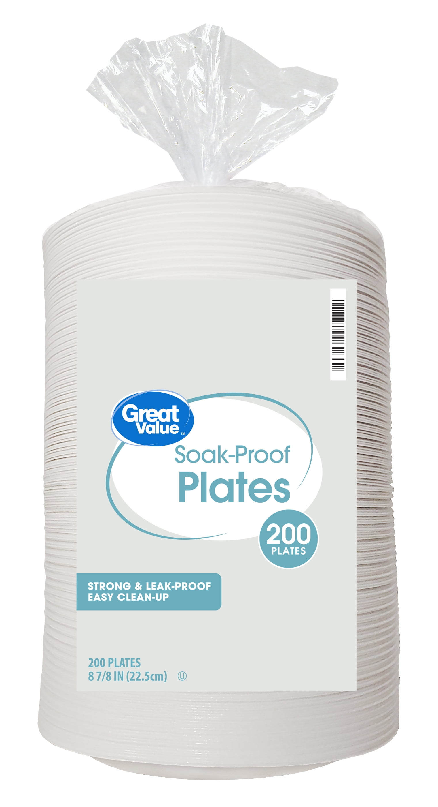 Great Value SoakProof Foam Plates, 8 7/8", 200 Count