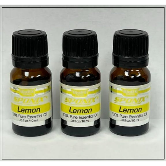 Lemon Essential Oil 10 ml / 0.33 oz. Each for Aromatherapy  3 Pack Premium Grade Made with 100% Pure Therapeutic Grade Essential Oils by Sponix  (Set of 3)