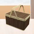thumbnail image 1 of Cesta tejida de bambú con asa, cesta de almacenamiento de alimentos, cesta de embalaje de regalo para pastelería, 1 of 9