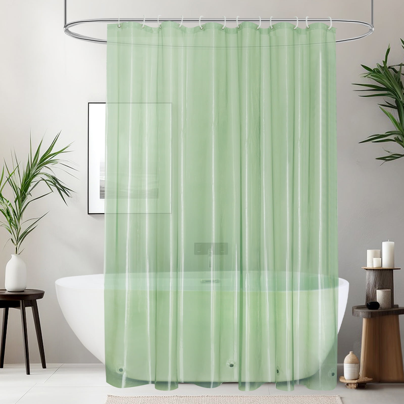 Inosoo Green Clear PEVA Shower Curtain liner,72"x 72", Lightweight