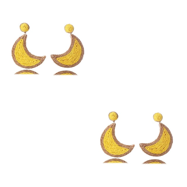 Pendientes Minnieouse en forma de luna vintage de verano colgante de tejido