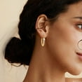 thumbnail image 2 of Fasjewly Simulated Diamond Birthstone Hoop Earrings,14k Gold Plated Silver Earrings Pear Cut Cubic Zirconia Jewelry Gifts for Women-April, 2 of 10