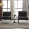 thumbnail image 3 of ODUSE-DAILY Mid Century Modern Accent Chair, Upholstered Chenille Side Corner Armchair, Sling Chair, for Living Room Bedroom Reading, with Metal Frame Wood Arms, Butacas Para Sala (2 Pcs, Black), 3 of 11