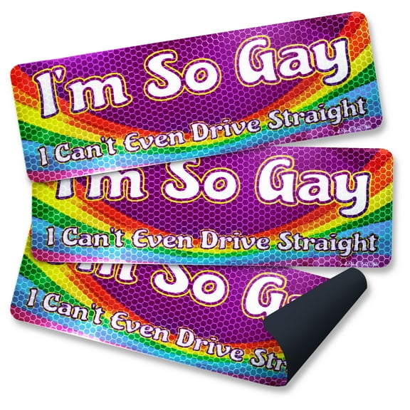 Anley I'm So Gay I Can't Even Drive Straight Car Magnet Signs - Reflective Truck & Vehicle Bumper Sticker - LGBT Gay Pride Magnetic Decal - Set of 3